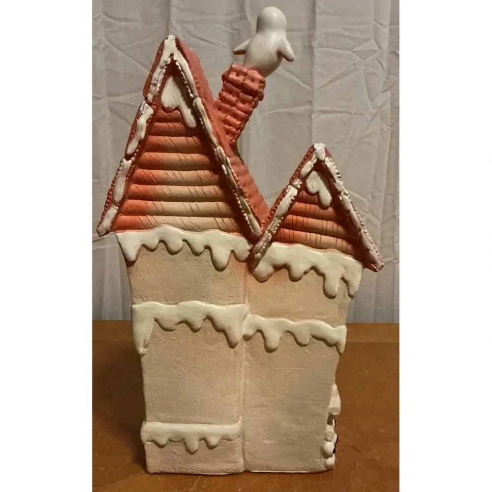 Halloween Gingerbread Pink Pastel Haunted House with Ghost 13.5 